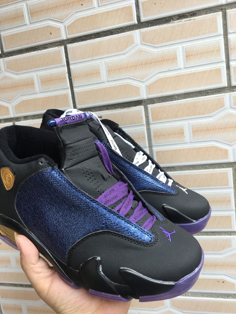 2020 Men Air Jordan 14 Black Purple Shoes